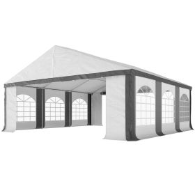 20' x 20' Heavy-duty Large Wedding Tent, Outdoor Carport Garage Party Tent, Patio Gazebo Canopy with Sidewall, Gray