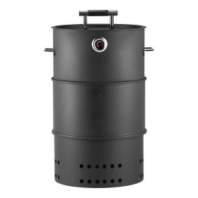VEVOR Charcoal Smoker Grill, 18.5" Barrel Charcoal BBQ Smoker, Coated Steel Outdoor Barbecue Grill with 2 Grilling Grates, 1 Hanging Rod